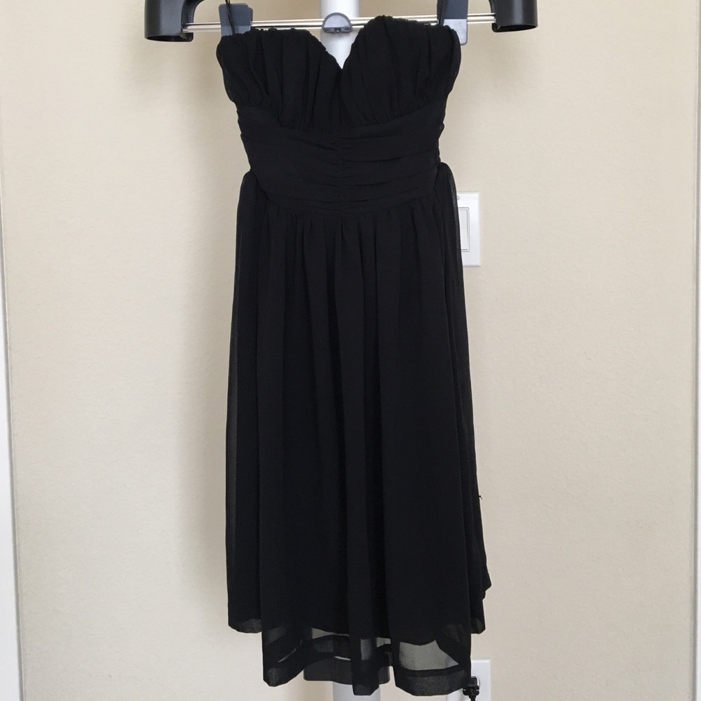 Black chiffon strapless dress, S